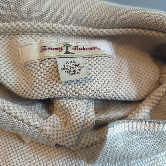Tommy Bahama Polo Shirt Mens XXL Beige Silk Blend Short Sleeve Casual - Picture 4 of 7